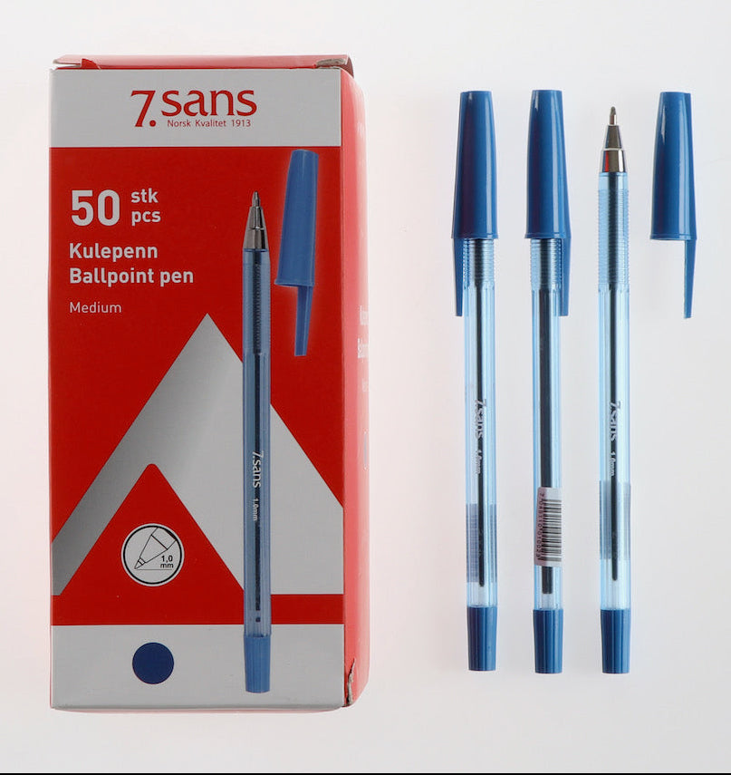 Kulepenn 7.sans Blå 50 stk