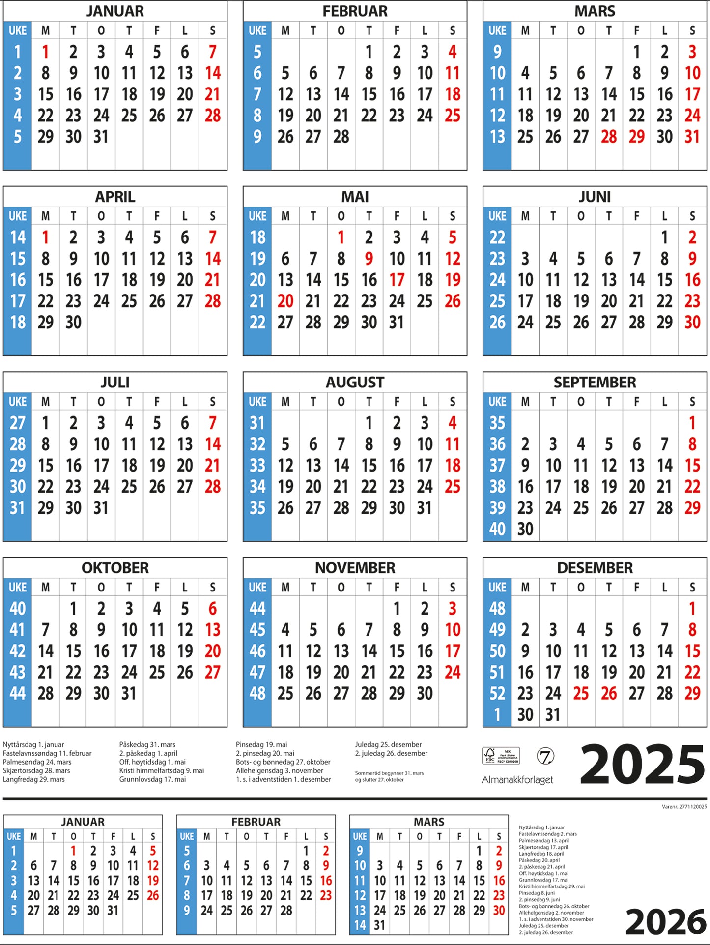 Årskalender 2025
