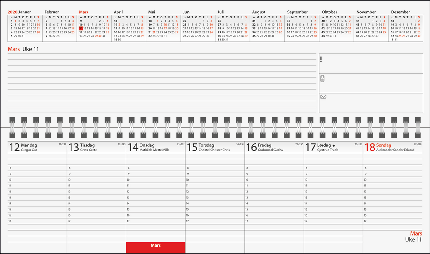 7.sans Ukeblokk-kalender 2026