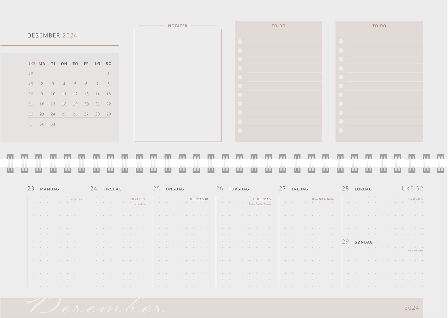 7.sans LuxPlan, bordkalender