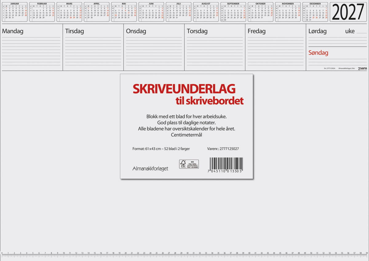 7.sans Skriveunderlag i papir ca A2 2027