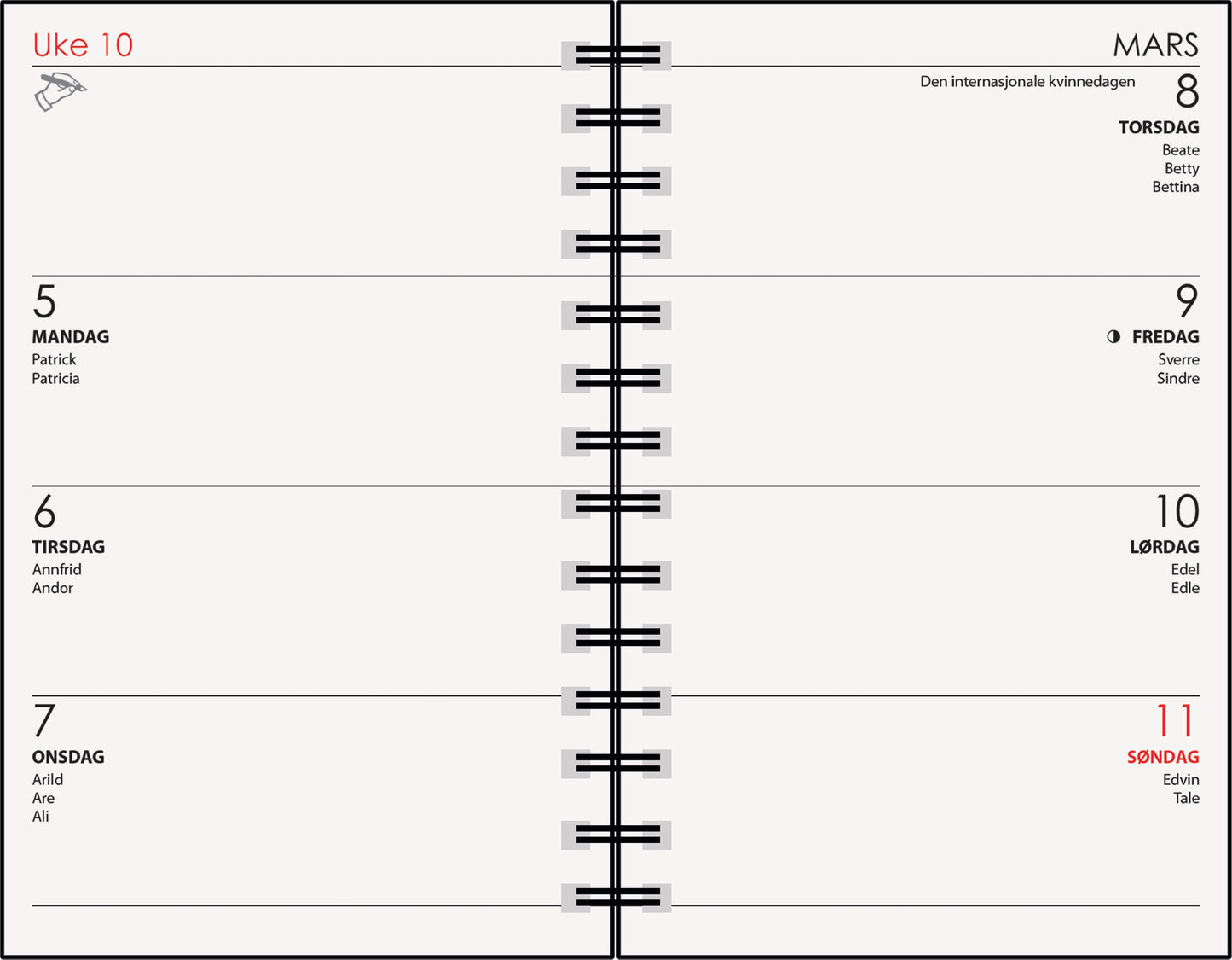 7.sans Neon Ukeplan A8