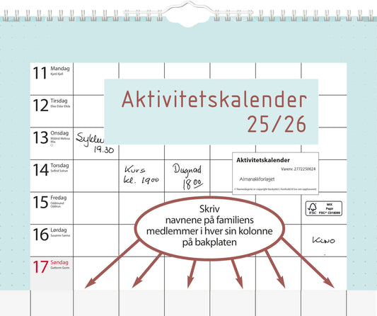 7.sans Aktivitetskalender Skoleåret