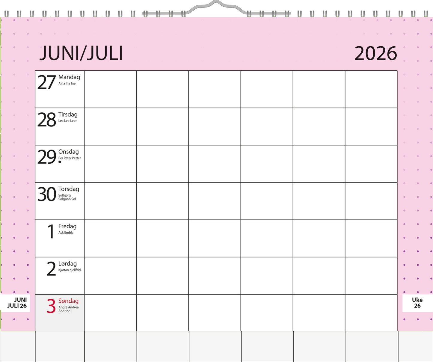 7.sans Aktivitetskalender Skoleåret