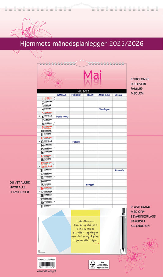 7.sans Hjemmets månedsplanlegger skoleåret A3