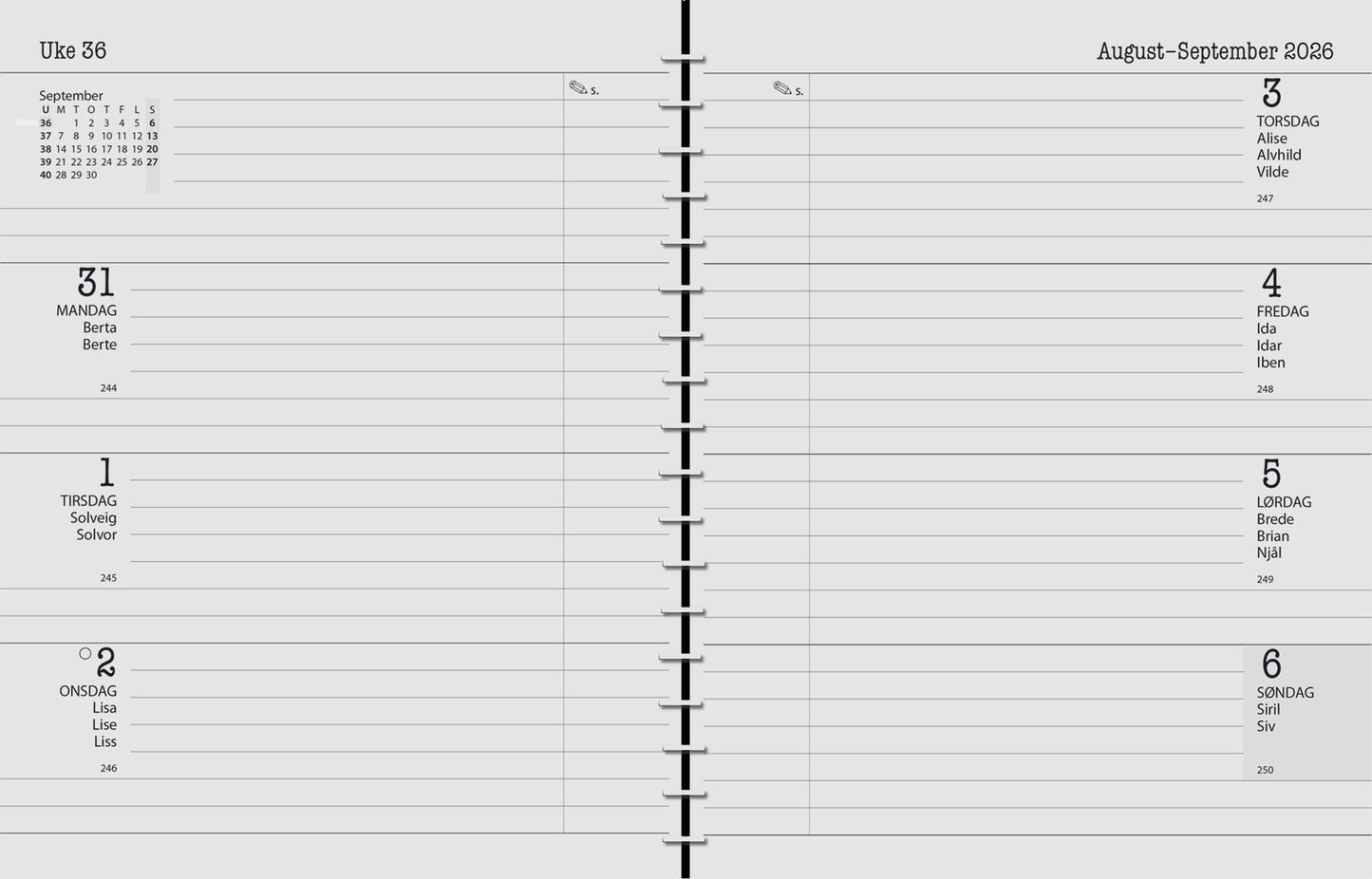 7.sans Planner B&W A5