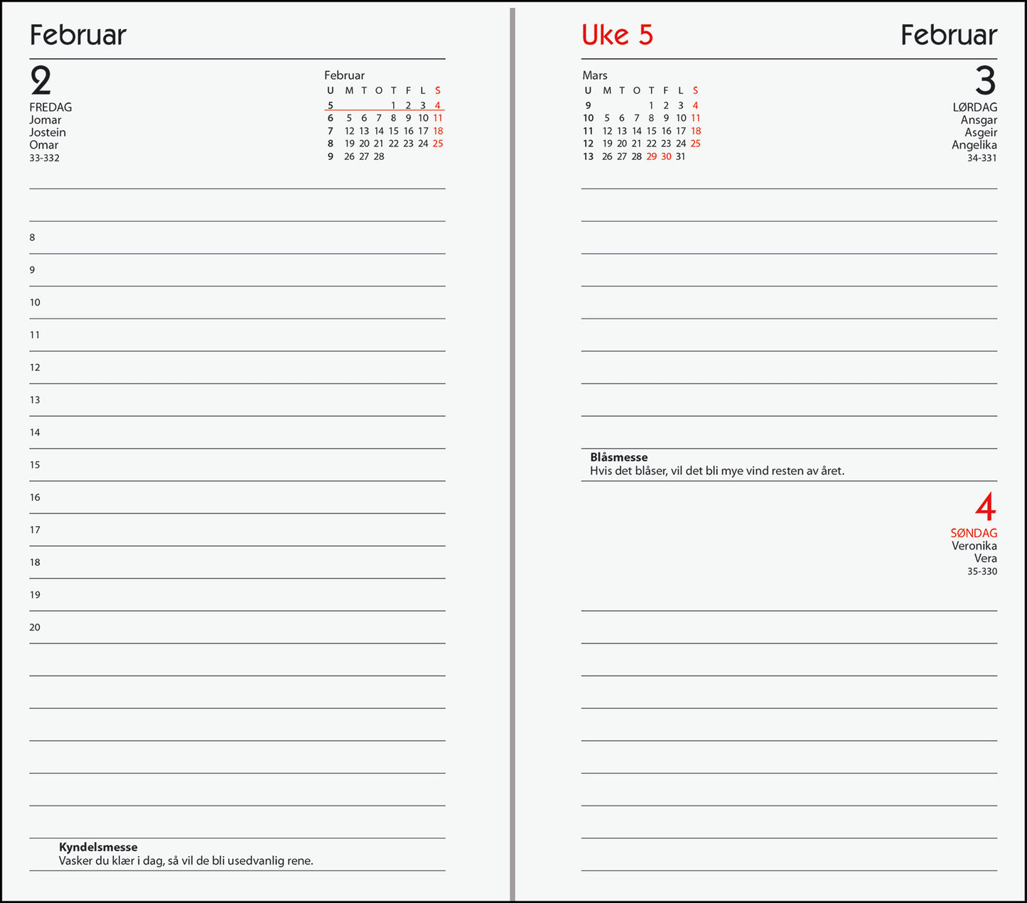 7.sans Agenda, imitert skinn 2026