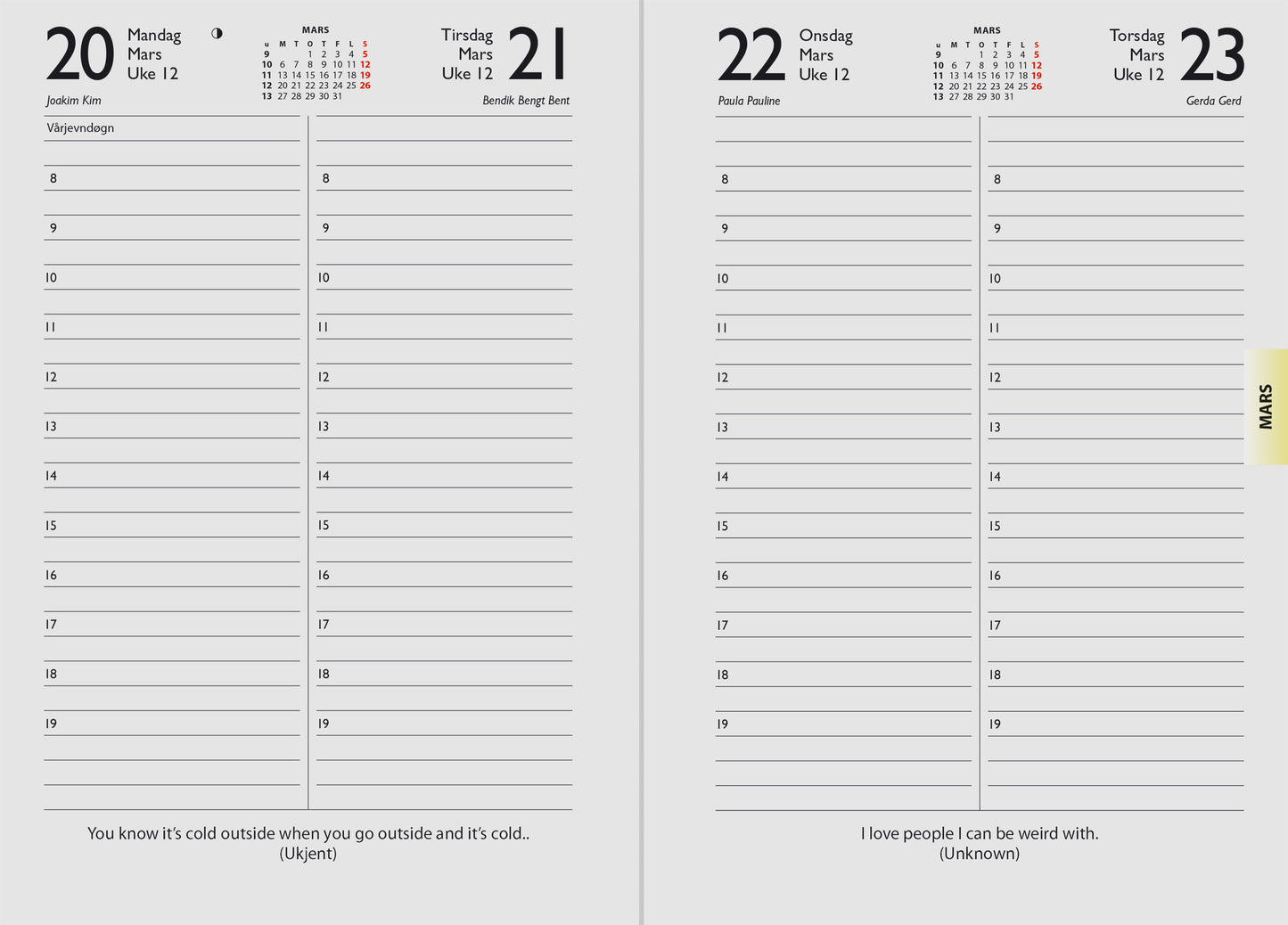 7.sans Inspirasjonskalenderen, spiralisert 2026