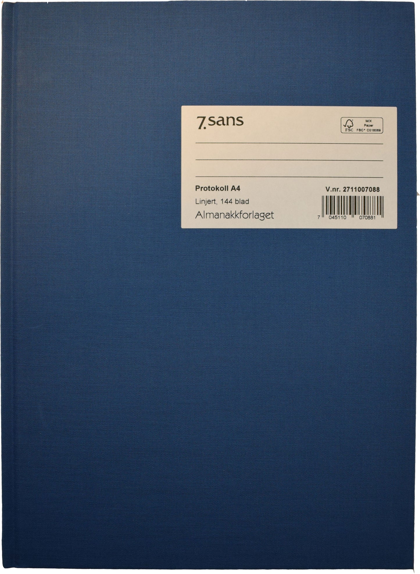 7.sans Protokoll A4 Linjert, 144 blad