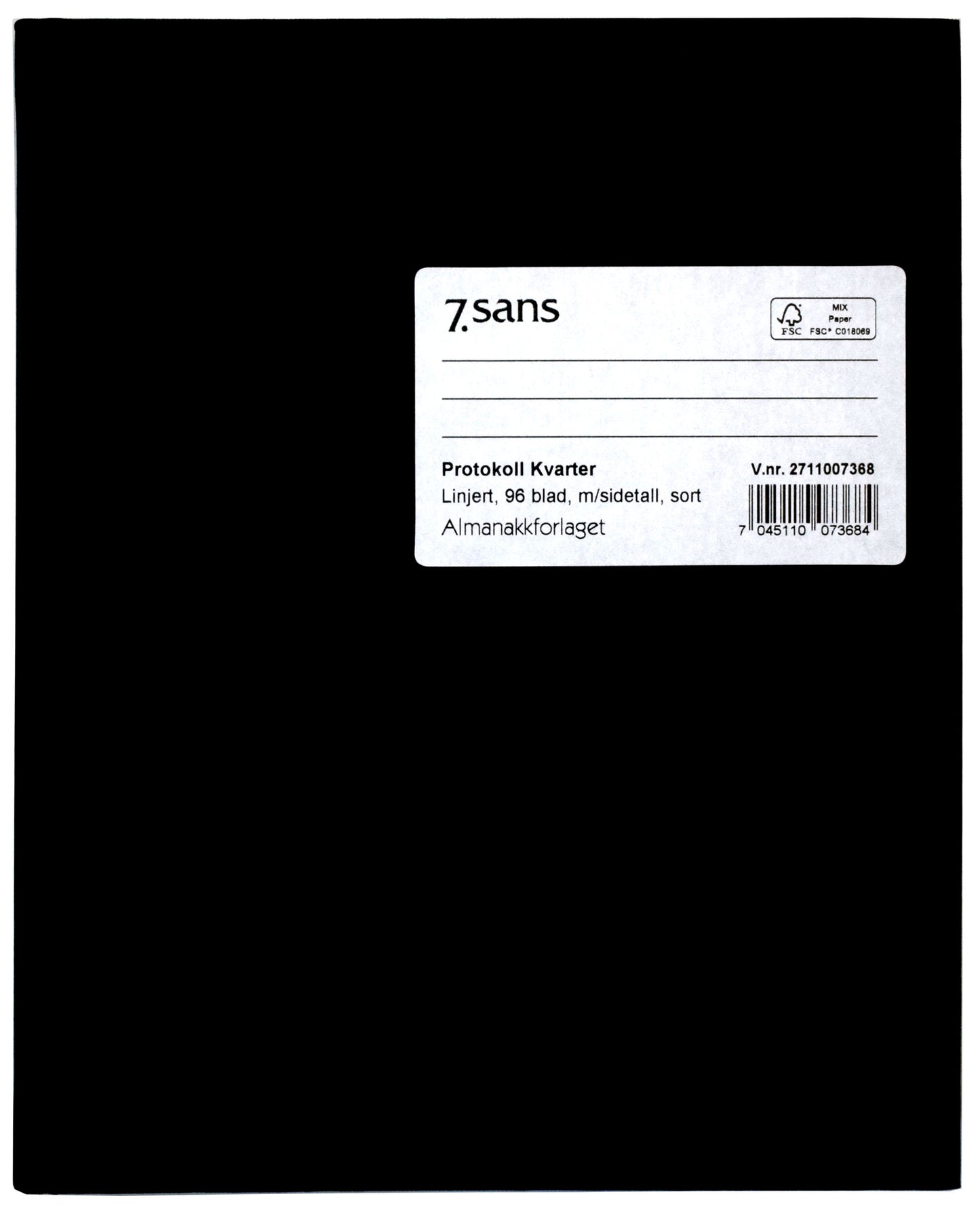 7.sans Protokoll Kvarter Linjert, med sidetall, 96 blad