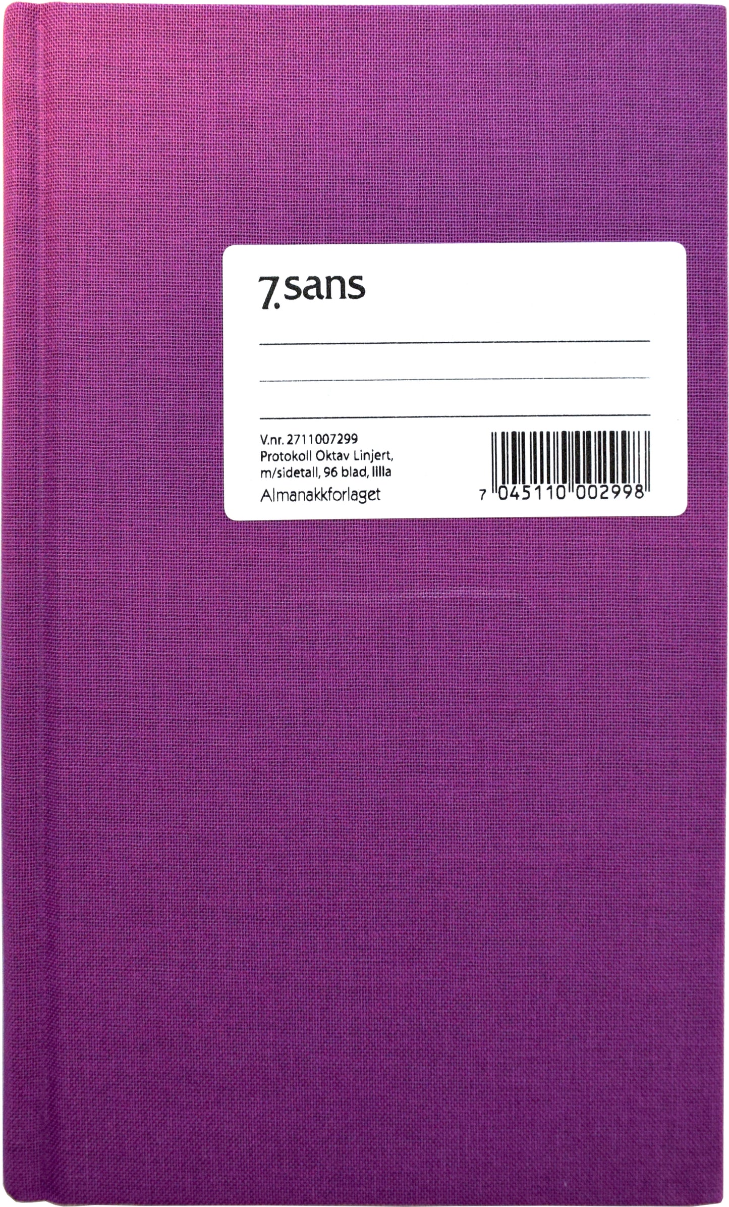 Protokoll Oktav Linjert m/sidetall 96 blad_Lilla_front