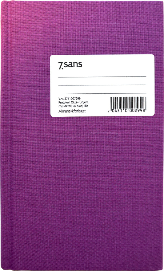 Protokoll Oktav Linjert m/sidetall 96 blad_Lilla_front