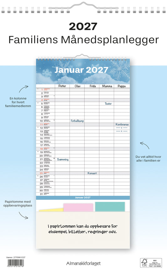 Familiens Månedsplanlegger 2027