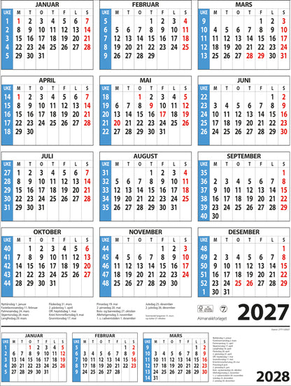 Årskalender 2027
