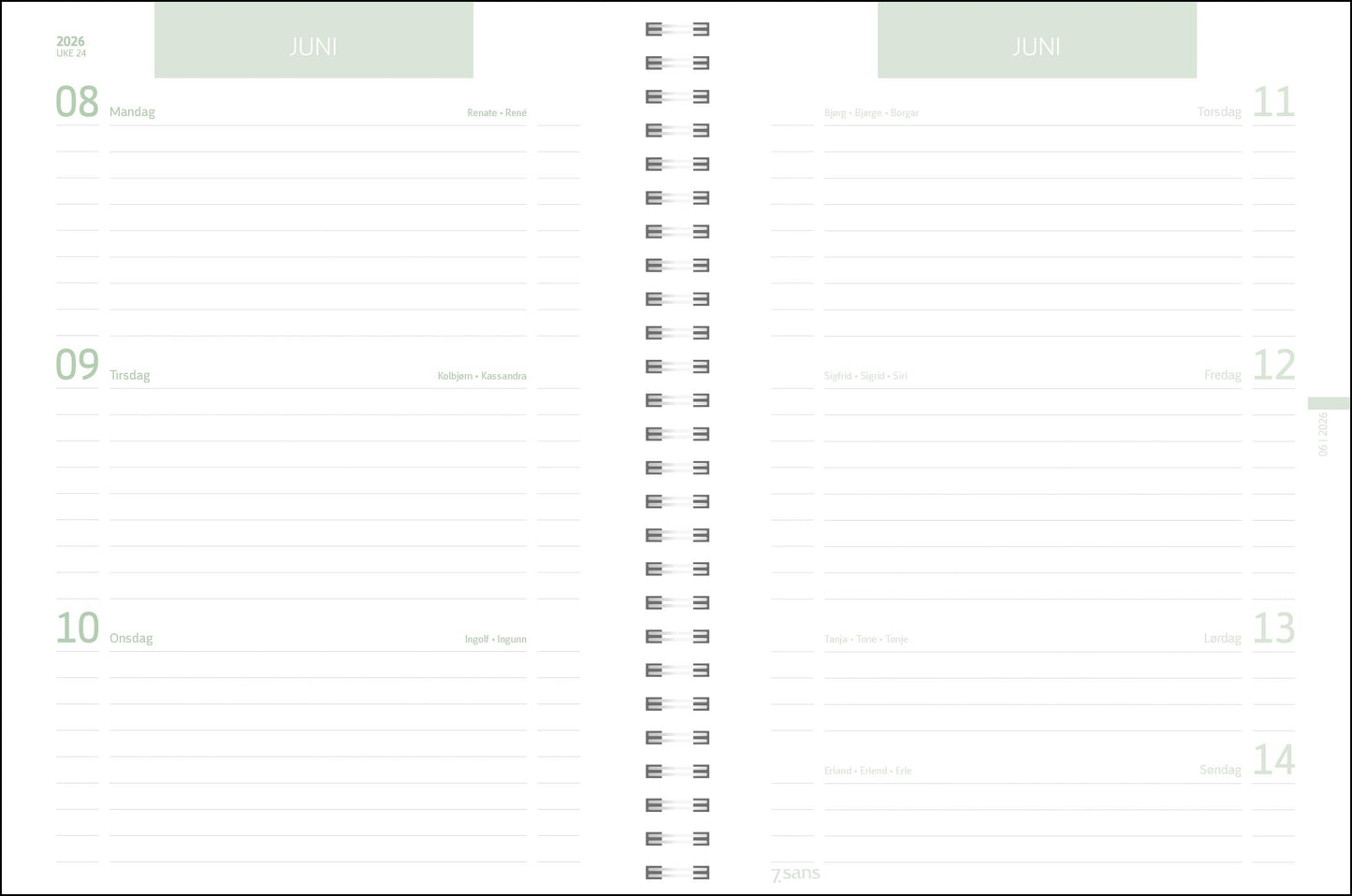 7.sans Ukeplan Hearts A5