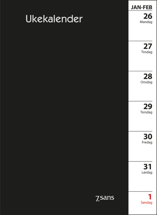 7.sans Ukekalender, refill i omslag 2025