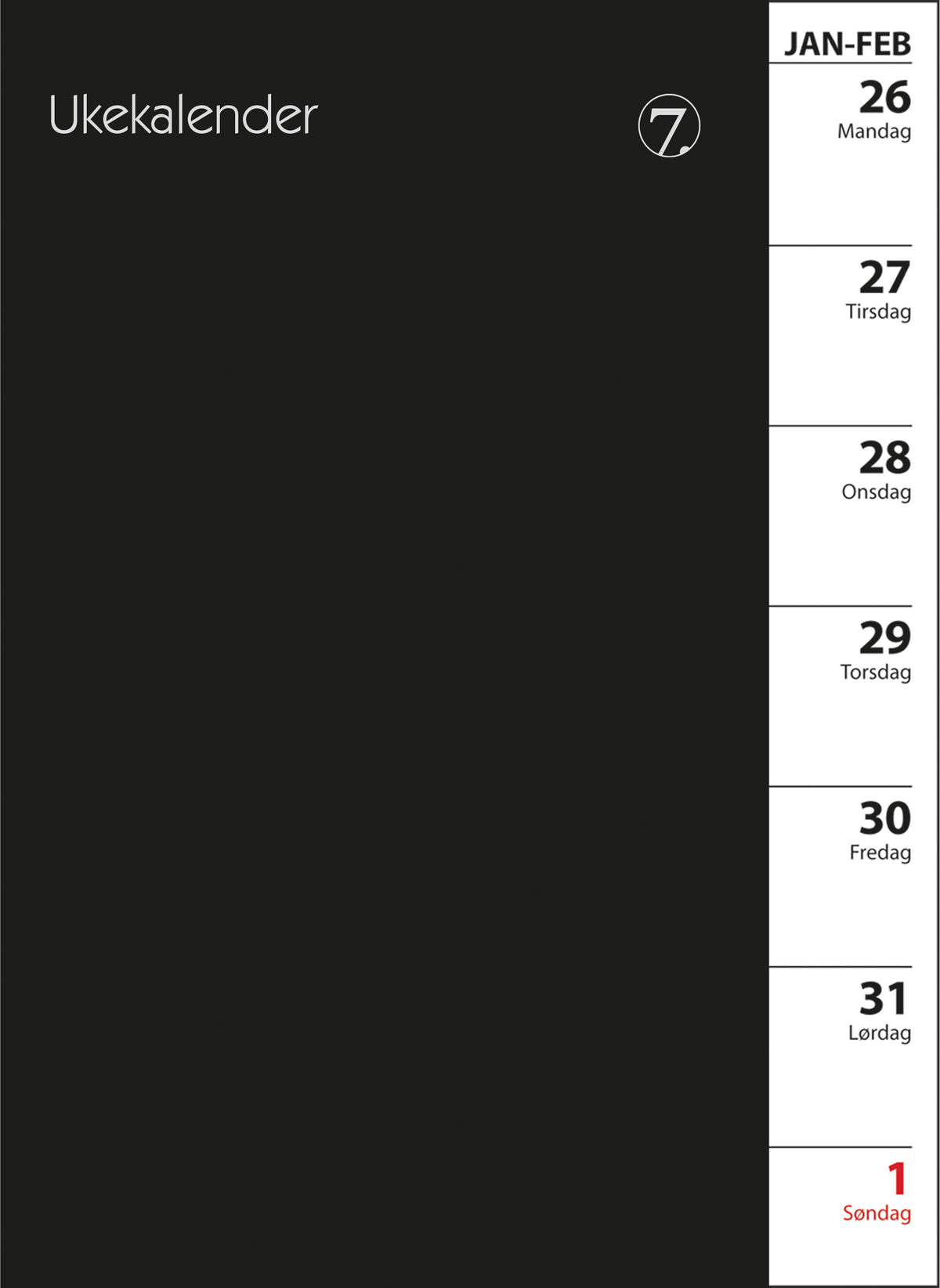 7.sans Ukekalender, refill i omslag 2027