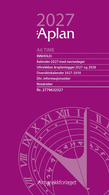 Aplan A6 Time uke årssett 2027