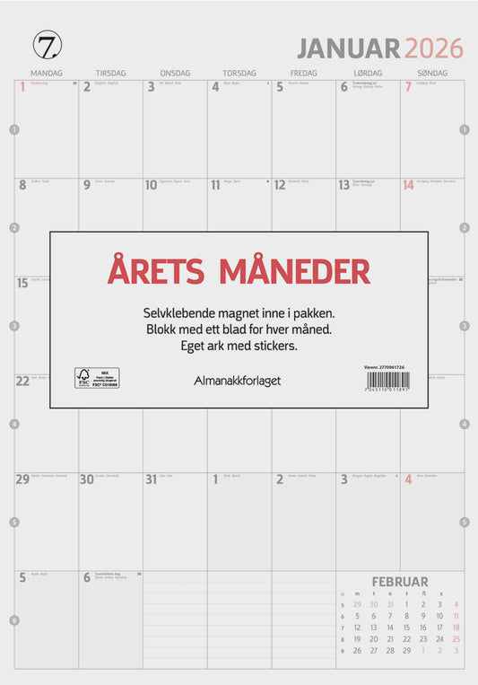 7.sans Årets måneder 2026