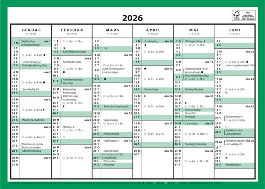 7.sans Kontorkalender, enkel A4 2026