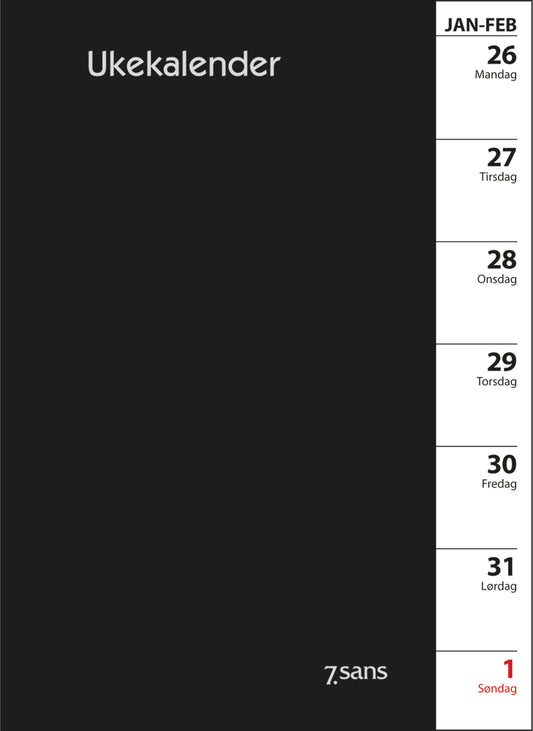 7.sans Ukekalender, refill i omslag 2026