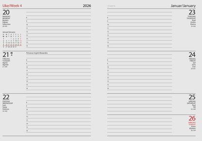 7.sans Datum A5, innbundet 2026