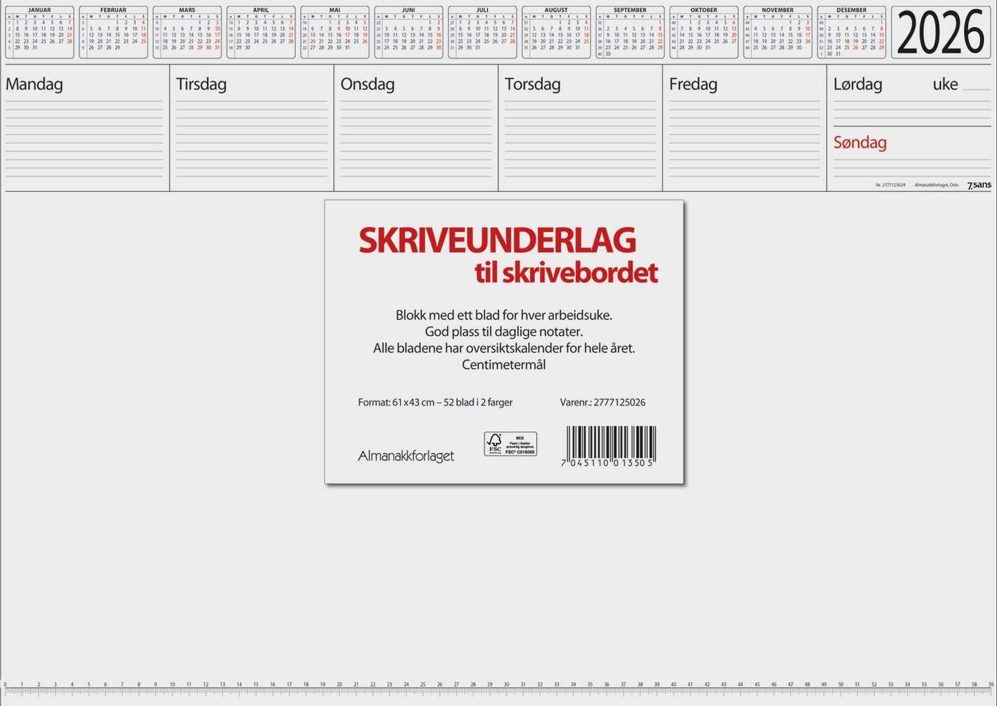 7.sans Skriveunderlag i papir ca A2 2026