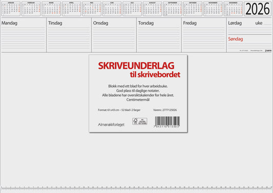 7.sans Skriveunderlag i papir ca A2 2026
