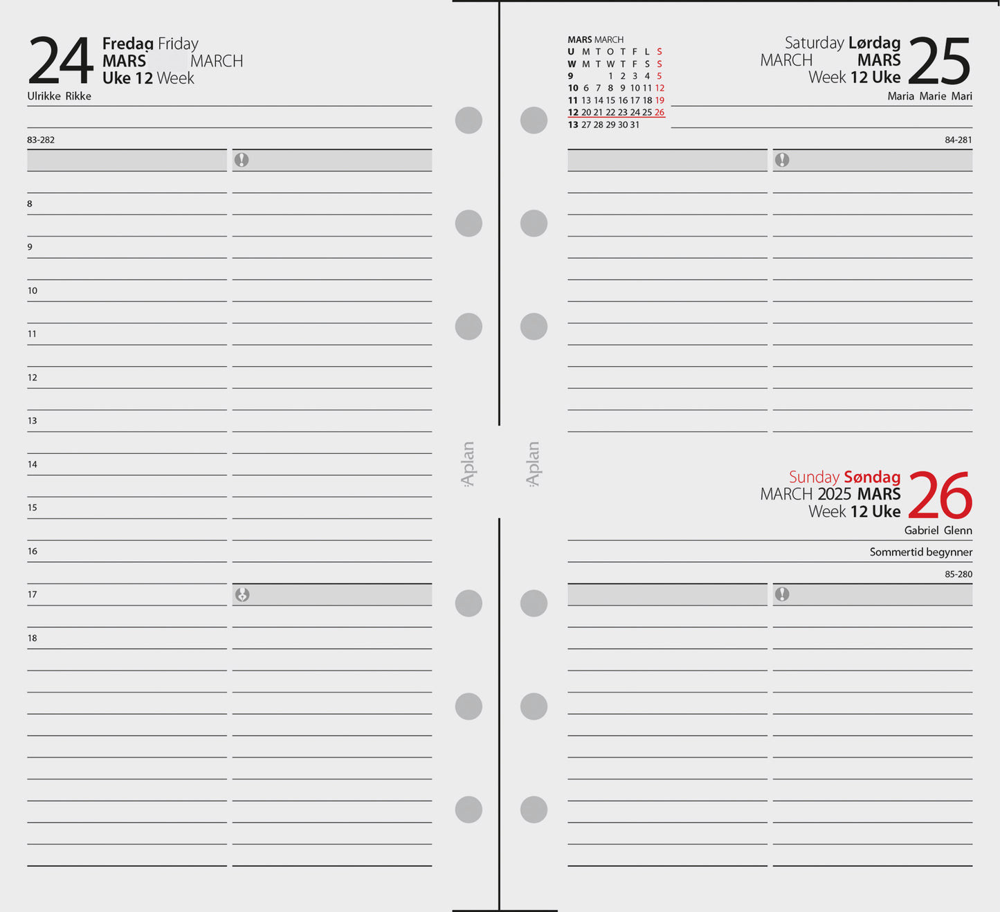 Aplan A6 Tempus dag årssett 2026
