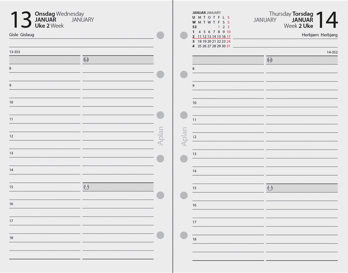 Aplan Pocket Dag årssett 2026