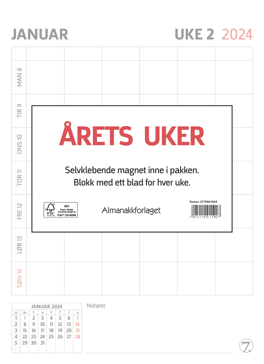 7.sans Årets uke 2024, Front